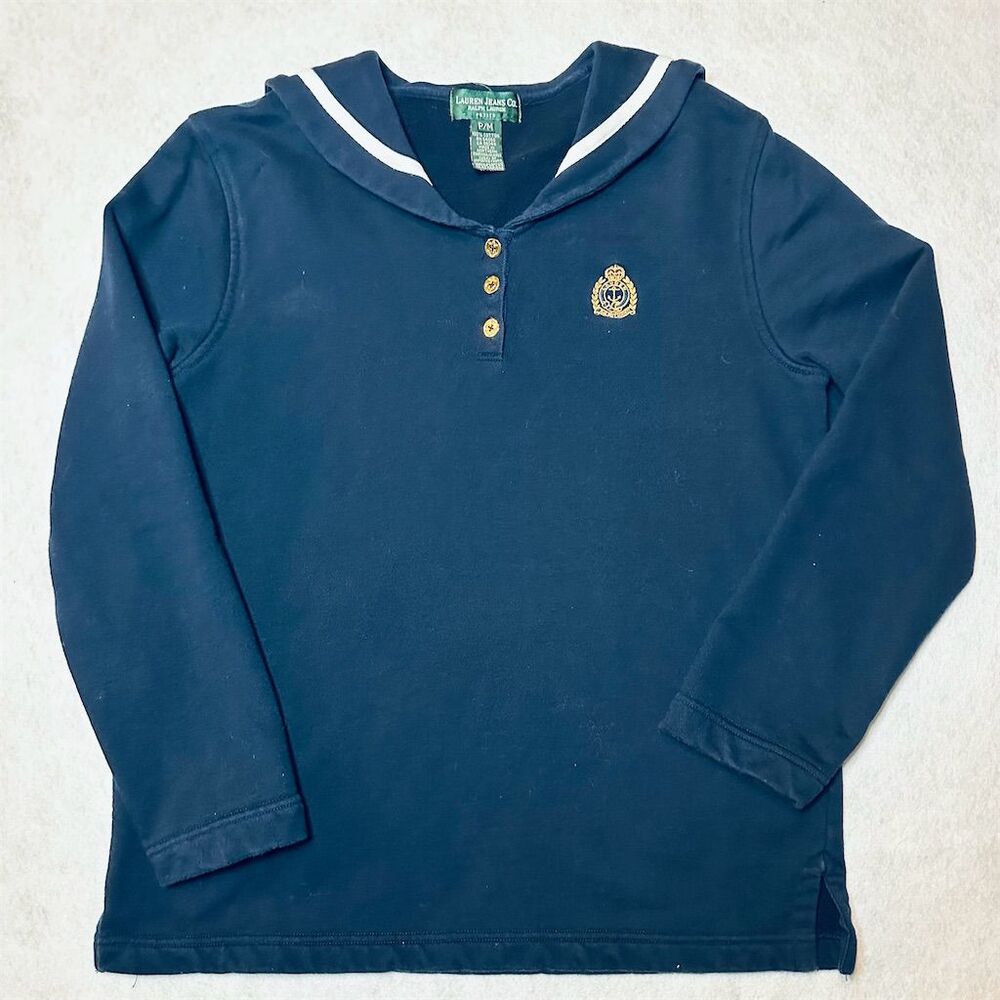 Ralph Lauren Women's Nautical‎ Striped Sweater Blue M Petite Long Sleeve